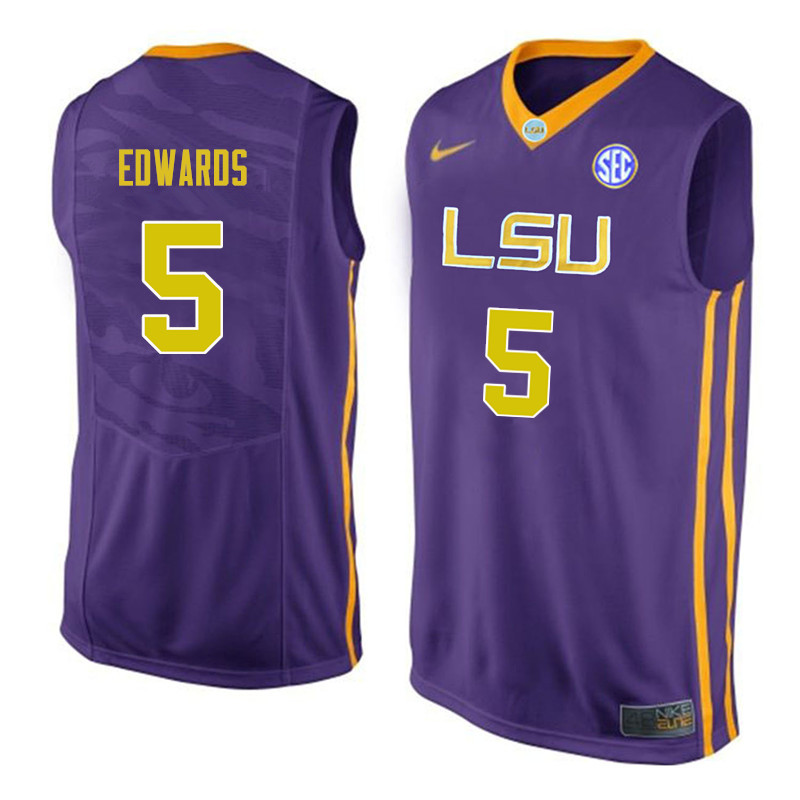 Men #5 Daryl Edwards LSU Tigers College Basketball Jerseys Sale-Purple